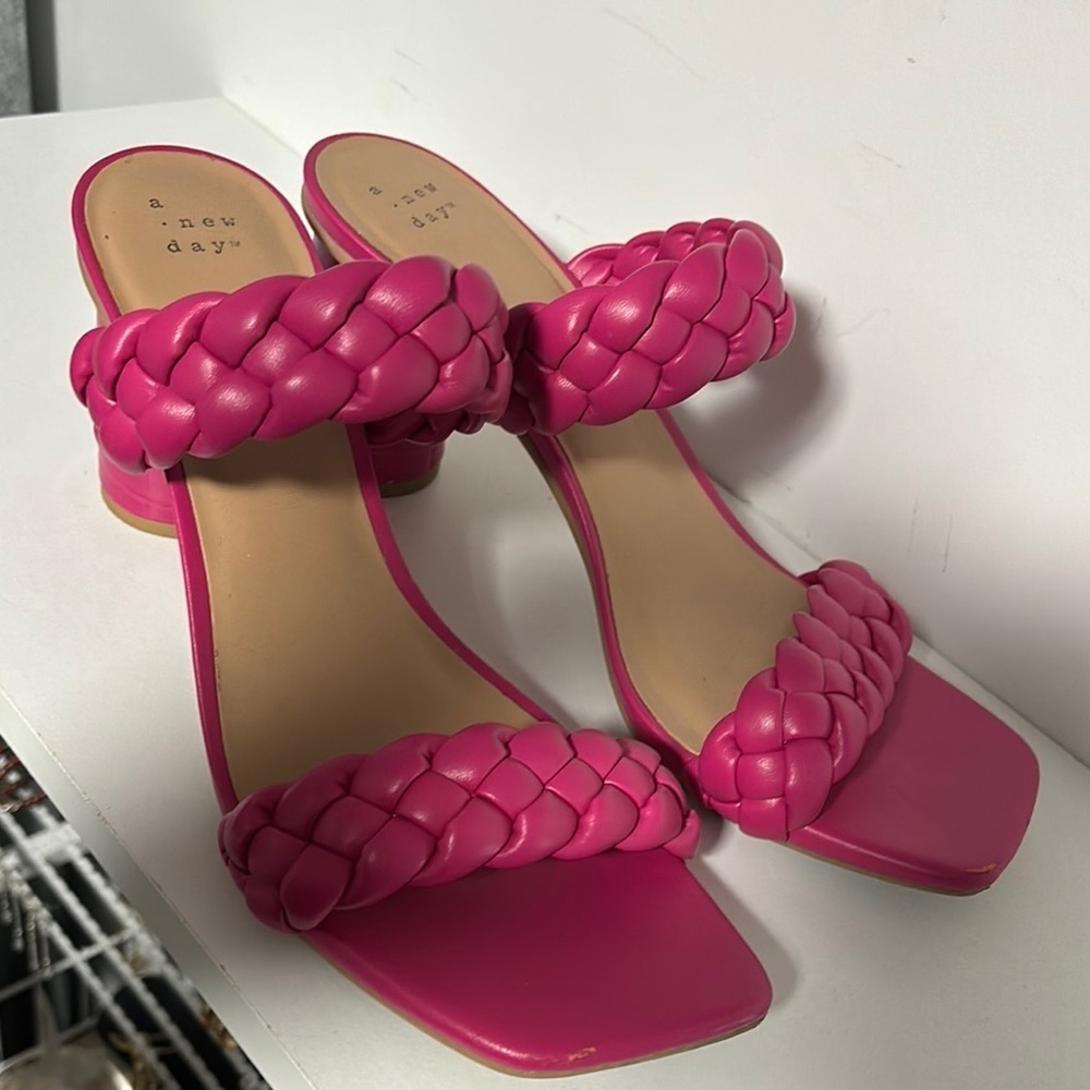 A New Day Women's Pink Braided Heeled Sandals - Picture 3 of 4